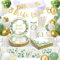 Sancuanyi Sage Green Paper Plates Bride to be Decorations,Bridal Shower Decorations,Hen Party Accessories,Napkins Cups Tablecloth & Banner Green Balloon Confetti For Wedding Picnic Party Supplies