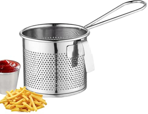 Pasta Basket for Boiling - Stainless Steel Noodle Spaghetti Hot Pot Strainer - Kitchen Pasta Skimmer, Multipurpose Blanching Basket with Handle for Boiling Food Spaghetti Dumpling