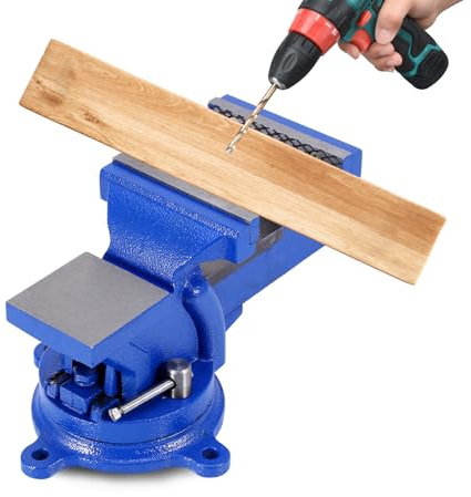 360 Grad Drehbarer Werkbank Schraubstock mit Amboss, 100 mm Backenbreite, 4 Zoll Parallelschraubstock, Tischschraubstock für Werkstatt, Schleifen und Schneiden