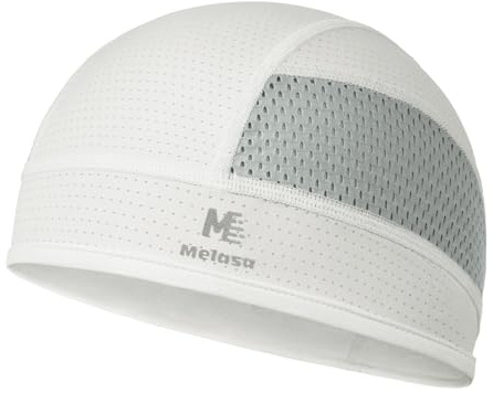 MELASA Cooling Skull Caps Helmet Liner, Lightweight Mesh Under Helmet Cycling Motorcycle Hard Hat Sweat Liner for Men Women (White)