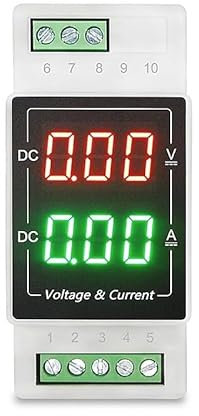 NURII Voltmetro DIN Rail Tipo DC con Display Digitale 100V, amperometro 20A, misuratore Digitale Integrato 50A 1000V(DC0-60V 10A)