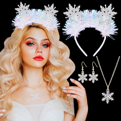 JeVenis Eiszapfen Stirnband Schneeflocke Kopfschmuck Schneeflocke Stirnband Urlaub Stirnbänder Schneeflocke Haarschmuck Schneemann Stirnband für Urlaub Weihnachten Party Supplies