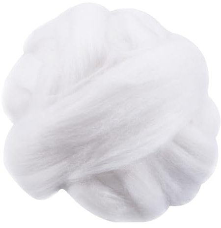 GORGECRAFT 100g/3.5oz de Lana para Fieltrar Fibra Natural A Granel Hilo de Lana Suave Aguja para Fieltrar Materiales de Bricolaje para Fieltrar Hilar Tejer Tejer A Mano Coser Adornar Cumpleaños Blanco