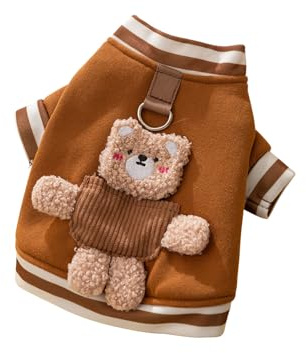 Galatée Hundepullover, Hundekleidung Mit D-Ring, Warmer Winter-Hundepullover, Jackenmantel, Pullover Für Kleine Hunde, Weiches Sweatshirt Für Kleine Hunde Und Katzen(S, Braun)