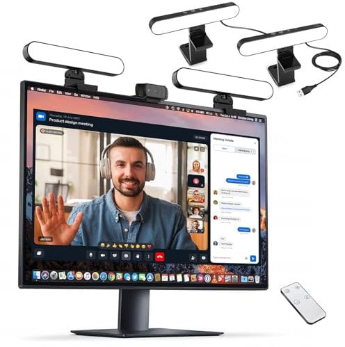 yAyusi Videokonferenzbeleuchtung mit Zwei Lampen, Webcam-Licht mit Fernbedienung und Touch-Steuerung, Zoom-Beleuchtung für Computer, LED-Monitor-Laptop-Licht für Streaming/Videoanrufe/Zoom-Meetings