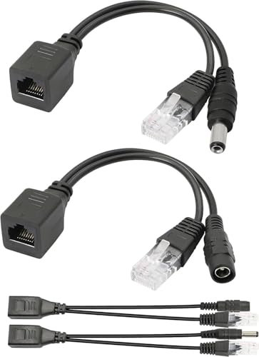 AYMBH PoE Adapter Injector & Splitter Kit, Passive, Ethernet 5V 12V 24V 48V, RJ45 for Surveillance Cameras, VoIP Phones, CCTV IP Cameras, Access Points Power 30W PoE, IEEE802.3af/at Standard (1 Pair)