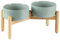 Havniva Ceramic 7.3inch Raised Double Bowls Set with Wooden Stand, Food & Water Bowls for Medium Breed Dogs, Weighted Dog Dishes, Pet Feeder(Light Green)