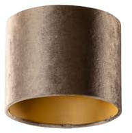 QAZQA Klassisch I Antik Baumwolle Samtlampenschirm Braun mit Gold I Messingener Innenseite 18I18I14, Rund Geeignet für Hängelampe
