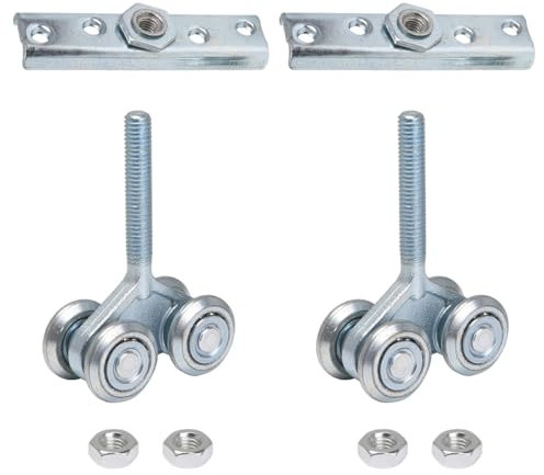 Laroal 2 Pezzi in Acciaio Scorrevole Binario Rullo sospeso Porta Binario Carrello Ruota Scorrevole Binario Rullo sospeso Porta del fienile puleggia H4 3 Argento per Porta