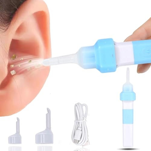Nettoyant Oreille, Puissance D'Aspiration élevée Aspirateur D'oreille électrique En Silicone Avec Lumière Et 2 Embouts Souples Et Câble De Chargement USB Pour Bebe, Adulte