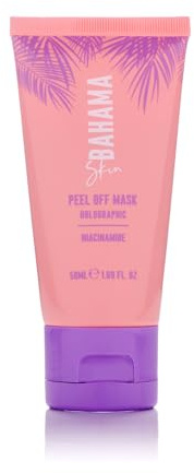 Bahama Skin Pink Holographic Peel-Off Face Mask – Deep Cleansing, Brightening & Pore Refining – Hydrating Skincare for Radiant Glow – with Niacinamide & Hibiscus Extract – 50ml
