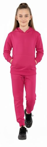 CASUALKING Kids Girls Hooded Tracksuit Unisex 2 Piece Set Plain Sweatshirt Jogging Bottoms Soft Warm Fleece Tracksuits for Boys Girls