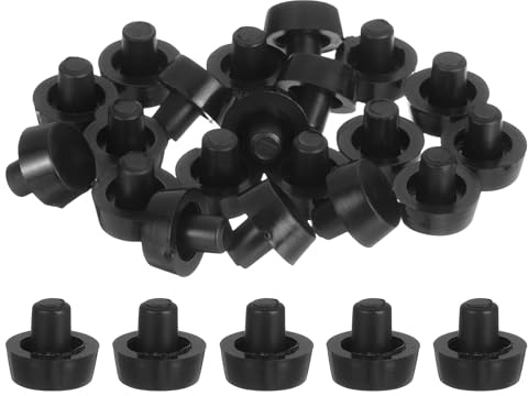 QUARKZMAN Glasplatte Tischpuffer mit Stiel, 30 Stück Pilzform Gummi Greifer Anti-Rutsch-Pads für 6mm Loch, Möbelpuffer Fuß Endkappen Abdeckungen Schützer für Stuhl, Schrank (Schwarz)