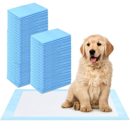 HOMIKLSA 50 Stück Welpenunterlage Trainingspads für Hunde PIPI Matten für Welpen 60 x 60cm für Tiere Pinkelmatte Training Auslaufsicheres 5 Lagiges Design Super saugfähige Oberfläche