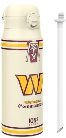 NFL Washington Commanders Sports Thermal Water Bottle with Removable Straw, 750ml/24oz, Leak Proof Insulated Drinking Bottle, Easy to Open, Secure Lock, Dishwasher Safe, Flip Cover, Metal Water Bottle