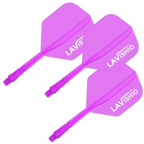 Lavishio Dart-flyg och axlar | Integrerat precisionsgjutet pilflyg- och axelsystem, paket med 3 professionella mycket hållbara 2-i-1 kombinerade dartflygningar och stjälkar (lila)