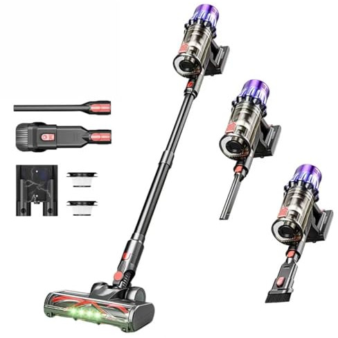 bergxperten s80 cordless vacuum cleaner 40 kPa suction power, 40minute runtime, touchscreen operation, wall mounted charging, freestanding design, suitable for domestic use
