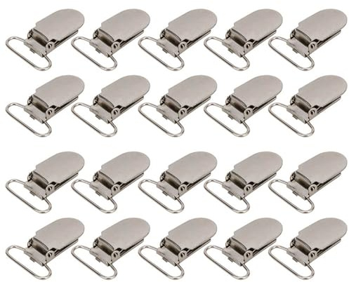 20 Stück Schnuller-Hosenträger-Clips, Metallhalter-Clips, Metall-Schnullerklemmen, Hosenträger-Druckknopf für Kleidung, Dekoration, Projekt, Basteln