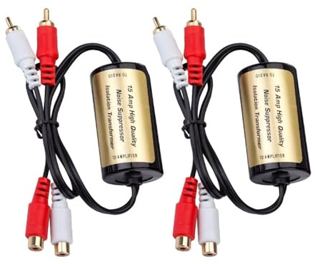 2PCS 15A Stereo Amps RCA Noise Filter Isolators Ground Loop Noise Suppressor for Car Audio Horn Subwoofer
