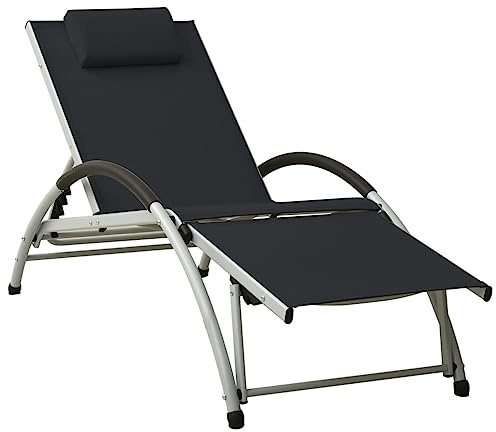 THOYTOUI Sonnenliege Modern Schwarz - Saunaliege & Strandliege mit Verstellbarer Rückenlehne & Fußteil für Gemütliche Entspannung auf der Terrasse