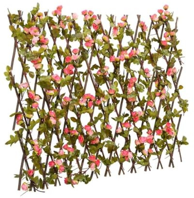 Rankgitter mit künstlichem Efeu, 5-teiliges erweiterbares Gartenzaun-Set, 180x60 cm, PVC und Holz, dekorative Zaunpaneele für Garten, Sichtschutz und Tierbarriere, wetterbeständig