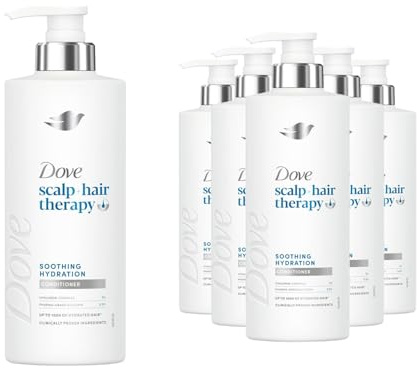 Dove Scalp + Hair Therapy Soothing Hydration Conditioner 400ml, 6 Pack - Weightless Moisture with Hyaluron-Complex and Pharma-Grade Glycerin, Softens and Hydrates Dry Scalp and Hair from Root to Tip
