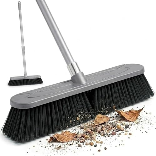 Floor Broom with Handle | Indoor & Outdoor Broom | Soft & Hard Bristle Sweeping Broom for Tile, Hardwood, Carpet & Concrete Floors | Durable Household Cleaning Broom Stick (2)
