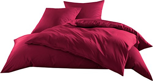 Mako-Satin Baumwollsatin Bettwäsche Uni einfarbig zum Kombinieren (Bettbezug 155 cm x 220 cm, Pink) viele Farben & Größen