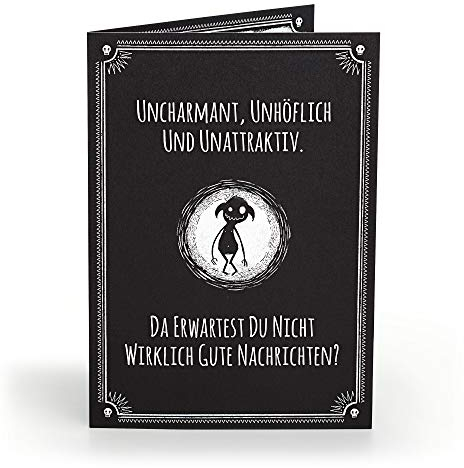 Pechkeks Pechwunschkarte Uncharmant, schwarzer Humor Grußkarte mit Spruch