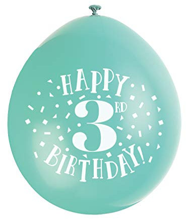 Happy 3rd Birthday Assorted Colors Latex Balloons (22cm) Pack of 10 - Festive & Fun Party Decorations