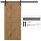 HOMCOM Binario per Porta Scorrevole Kit Accessori con Binario e Rulli Tappi in Stile Rustico Portata 90kg Acciaio al Carbone Nero