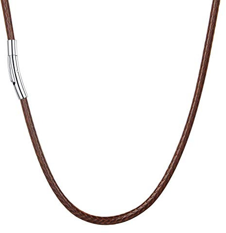 U7 Chaîne Cordon Marron 3mm/65cm Collier Corde Homme Longue avec Fermoir Acier Inoxydable