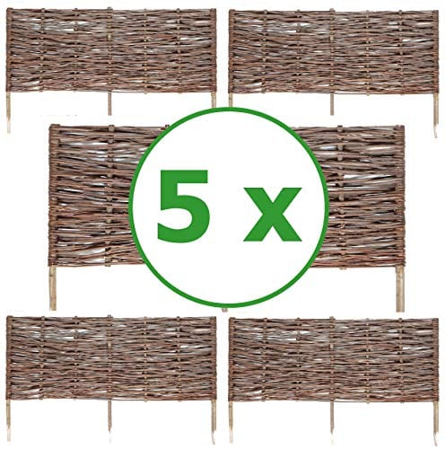 BOGATECO 5 x Clôture en Bois de Saule Bordure | 100 cm de Long et 40 cm de Hauteur | Idéal comme Une Clôture de Jardin | Peut être Utilisé comme Couverture des Parterres de Fleurs