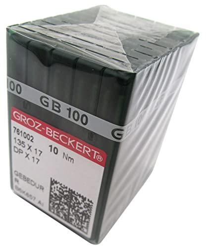 Groz-Beckert Nadel in ckpsms transparenter Kunststoffbox, 100 Stück, Groz-Beckert Gebedur 135 x 17 DPX17 Titan-Nähmaschinennadeln (Nadelstärke: 19/120)