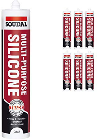 Clear Soudal Trade Silicone Multi Purpose Construction Sealant Acetoxy with Fungicide
