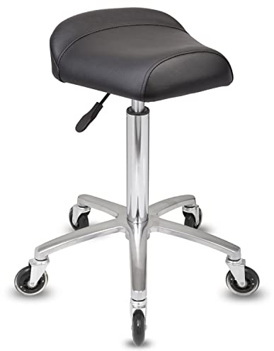 Staboos Rollhocker bis 160 kg - Sattelsitz ergonomisch geformter Praxishocker (Premium Rollen) Drehhocker höhenverstellbar (55 cm bis 75 cm) Breitsitz
