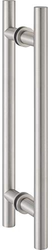 KWS 81423503525 Stoßgriff flach, Türgriff Länge 350 mm, Stangengriff für Holz-und Glastüren, Alu Edelstahl Effekt, Silber