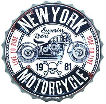 G&S Déco Murale Capsule Métal : Modèle Moto New York, Diam 34 cm