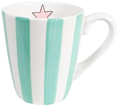 Blond Amsterdam Becher Mint Streifen, 350ml | Keramik, Mint Streifen Design, Für Kaffee & Tee, Mikrowellengeeignet, Handwäsche empfohlen