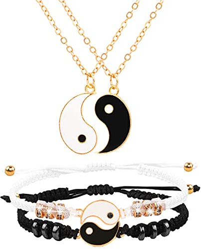 HLenyoy Bester Freund Ketten Armbänder für 2 Matching Yin Yang verstellbare Schnur Armband für Bff Freundschaft Beziehung Freund Freund Freundin (Gold)