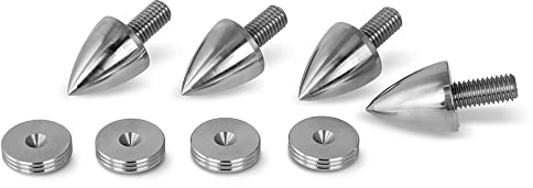 PrecisionGeek - Speaker Spikes and Pads Set, Solid Stainless Steel, Speakers Thread M6 with 20mm diameter Cone, Speakers Pads Slim Shape