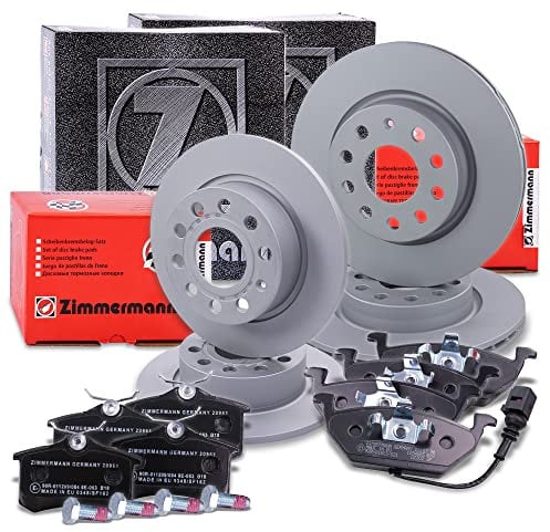 ZIMMERMANN Bremsenset inkl Bremsscheiben Vorne Belüftet Ø 280 mm + Hinten Voll Ø 253 mm und Bremsbeläge Vorne und Hinten + Veschleißkontakt
