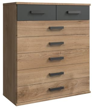 Froschkönig24 Cork Kommode Anrichte Sideboard Plankeneiche/Graphit
