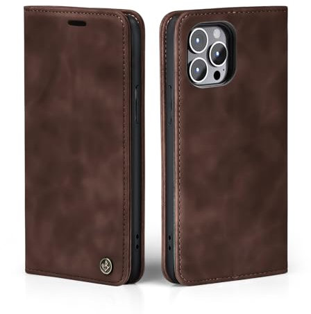 LBH Handyhülle für Apple iPhone 13 Pro in Dunkelbraun mit Karten- und Geldfach Smartphone Hülle mit Standfunktion Flip Case Schutzhülle Magnetverschluss Vintage