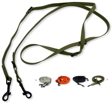 SNIFFLS® Hundeleine, Oliv grün – Verstellbar, leicht & robust – Wasserabweisend, stylisch & mit perfektem Griff – Ideal für kleine & große Hunde – Outdoor-Leine