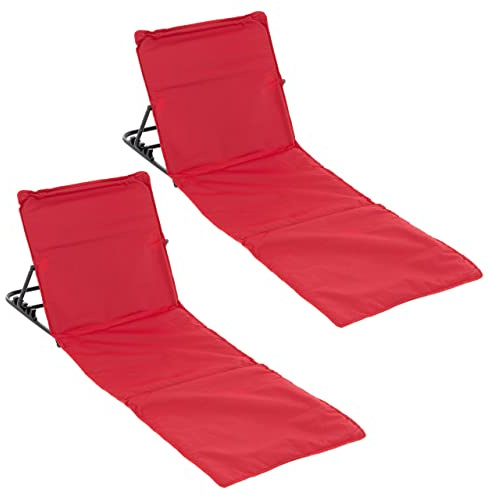 Nexos Trading 2er Set Strandmatte Beach-Matte gepolstert faltbar verstellbare Rückenlehne (Rot)