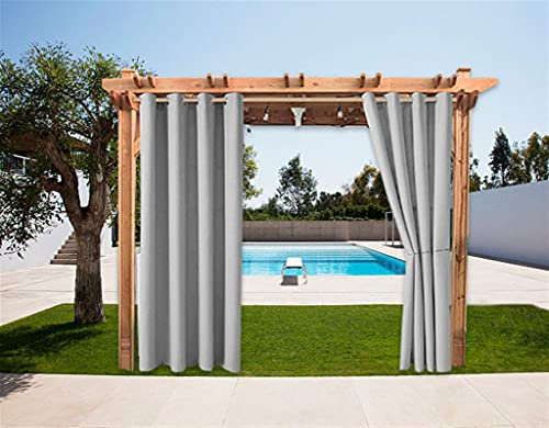 SK Studio 2 pièces Rideaux Imperméable d'extérieur, Rideau Résistant à la Décoloration Rideau Occultants avec Oeillet pour Porche Avant, Pergola, Cabanon, Gazebo Gris, 254x213cm(W x L)