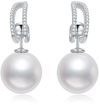 VONALA Perlen Hängend Ohrringe 925 Sterling Silber Weiße Perle Baumeln Elegant Minimalistisch Hochzeit Schmuck für Damen Frauen