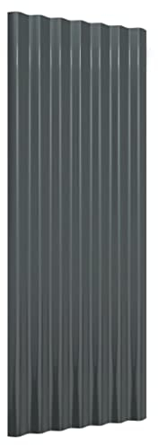 vidaXL 12x Panneaux de Toiture Tôles Profilées Bricolage Toit Cabane Abris de Jardin Étable Maison Mobile Acier Anthracite 100x36 cm