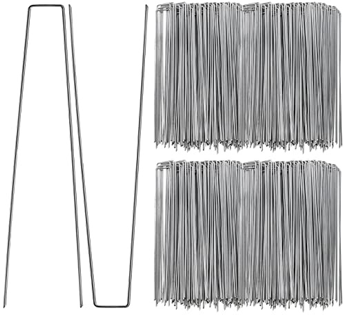 Coloch 100Pack 12/30.5cm Galvanized Steel U-Shaped Garden Home Weed Membrane Pegs Heavy Duty Landscape Staples for Securing Weed Barrier, Lawn Fabric, Netting (11 Gauge)